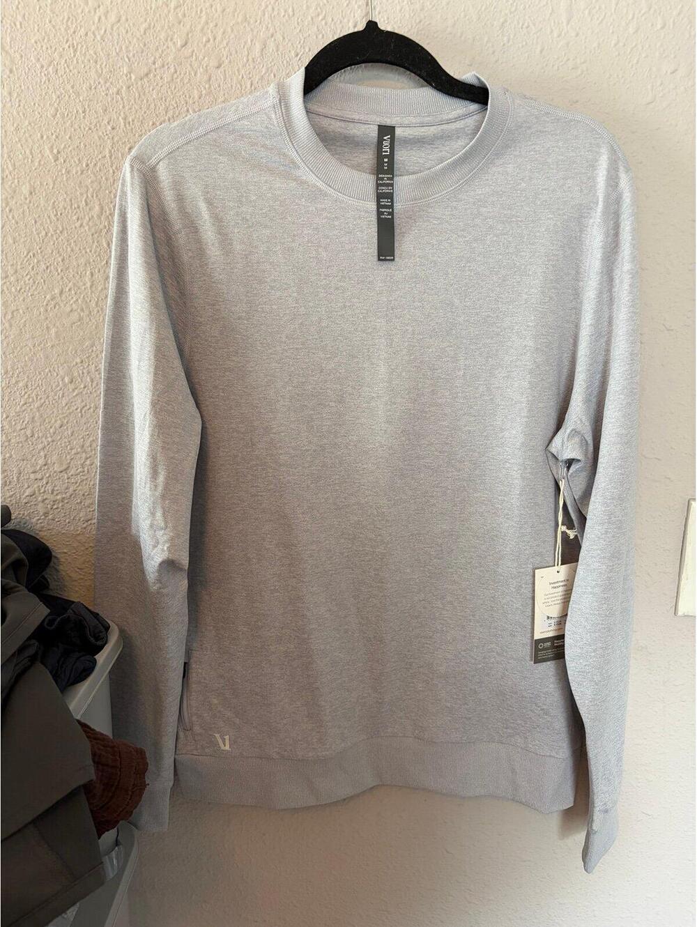 Men's NWT Vuori Ponto Performance Crew Platinum Heather Grey size M. $110 retail